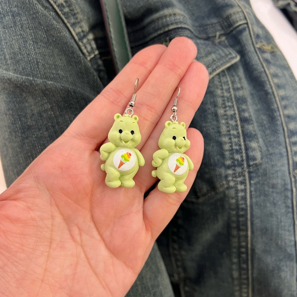 Rose Pink earrings Care Bears Inspired earrings bear rainbow care bear Hot Pink - Picture 14 of 14